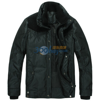 零号男 粗线针织撞色拼接 薄款羽绒服 AEH0003 01 03 墨绿色 XXL