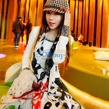 天使之城 angelcitiz 新春新款白色豹纹滚边女式打底衫长袖T恤 YH3567 白色 XL