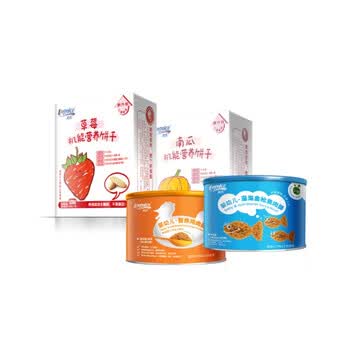 英氏馋嘴宝宝套餐 全机能营养饼干（南瓜 + 草莓口味）+ 营养肉酥（深海金枪鱼肉酥 +鸡肉酥 ）