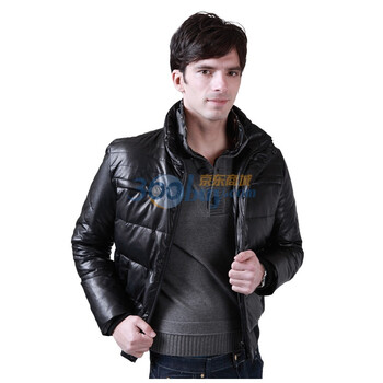 笛凡 DF 2011冬装新品 男士韩版修身系列 保暖防风立领羽绒服 黑色 XXL