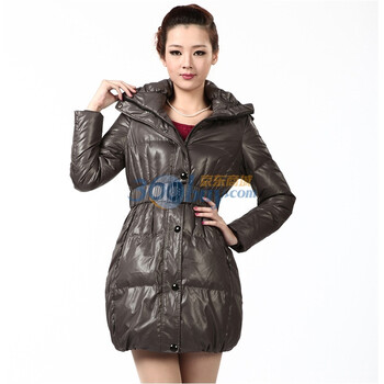 波司登旗下 2011新款 冰洁羽绒服 女式双色格时尚中长款 BG11162灰色185/104A(XXXL)