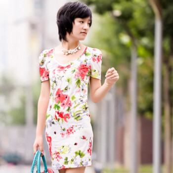 薇薇花开 清夏·诛仙 2011新性感贴身轻薄透气心形领弹力连衣裙 白色 M