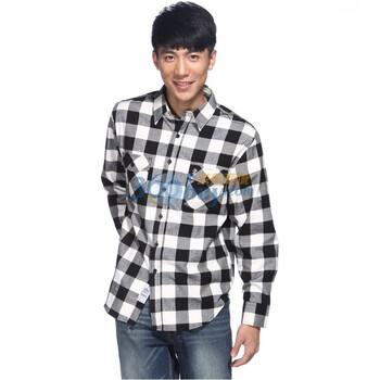 IZOD 法兰绒新品纯棉格纹小尖领长袖休闲衬衫 3061912104100白色系XXL(185/102A)