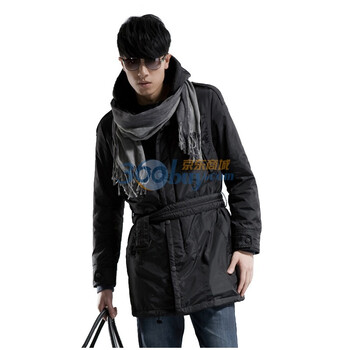 圣迪奥sdeerhe 男装 冬百搭修身长款棉服黑色0471967 黑色 XXL