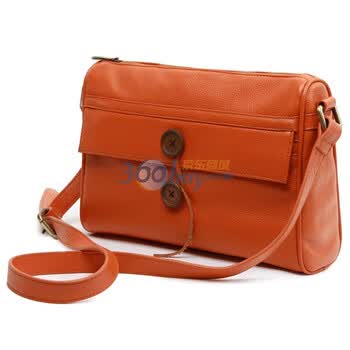 喆代仁LE DECADE Button Medium Messenger 欧美牛皮单肩包 时尚简约斜跨包 201196 橙色 单肩斜跨包