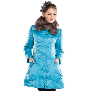 依迪菲 IDF 狐狸毛领女式长款白鸭绒保暖羽绒服FYW1104 6C玉蓝 175/96A(XL)