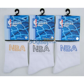NBA男士运动袜A123白色提花三双装 尺码24-26cm 均码