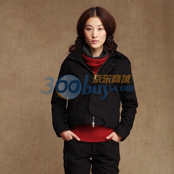 购物赢大奖 Inman茵曼拉链搭门可拆卸帽子棉衣JC20084 黑色 XL