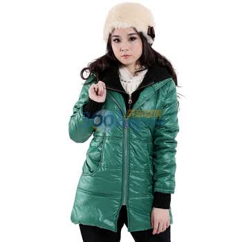 Kitteric正品女款 2011冬装 梭织带帽外套 风衣 大衣 LAXSO29 油绿 S
