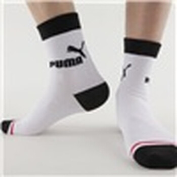 PUMA 彪马 男士精梳棉 提花休闲 短袜子 黑色 25-27cm