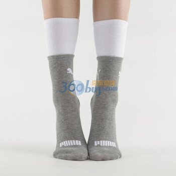 PUMA 彪马 女士提花功能运动袜 精梳棉女袜子 中花灰-漂白 23-25cm