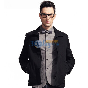 【五一风暴】S2CITYLIFE杉杉男装 黑色翻领修身全棉单排扣风衣 25316002 黑色 XL