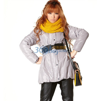TT.COLOR 冬季新品女装 修身带帽 长款棉衣 厚外套 L14 浅灰色 L