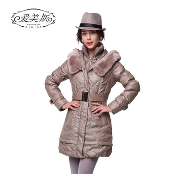 爱美斯2011新款罗纹收口袖纯色淑女羽绒服清仓A115199 浅灰色 (XXXL)180/100A
