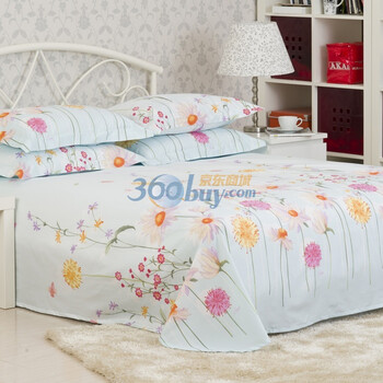 么小毛髙支棉双人床单（240cm*250cm）密荡花园 C8006-4