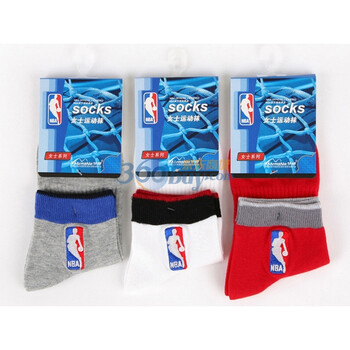 NBA特价清仓女士休闲船袜B011杂色三双装 尺码22-24cm 均码