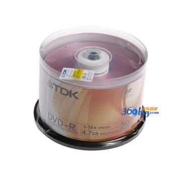 TDK DVD-R 16速 4.7G 彩盘系列 红面 桶装50片 刻录盘