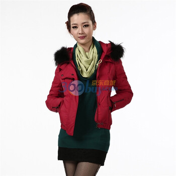 2011新款 冰洁羽绒服 女式经典时尚短款 BG11122 红色 185/104A(XXXL)