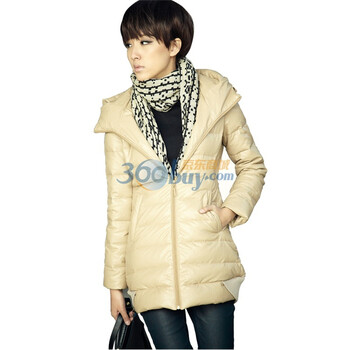 2011冬装新品【橡菲】黑色带帽修身羽绒服外套 11G4213 卡其色 XXL
