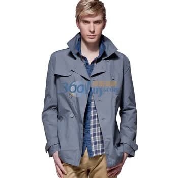 Justyle2012中长款双排扣修身男款休闲风衣外套 46001 灰色 XXL