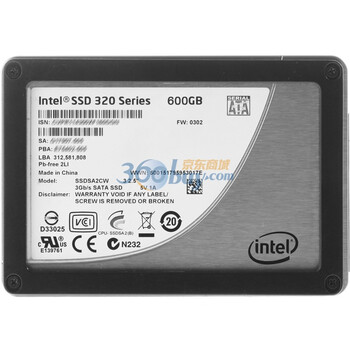 英特尔（Intel）320系列 600G 固态硬盘（SSDSA2CW600G3K5）彩盒包装