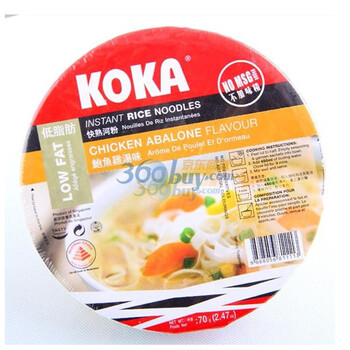 新加坡原装进口 KOKA可口鲍鱼鸡汤味河粉 70gX2碗