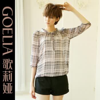 歌莉娅GOELIA 2012春装新款 透明雪纺衬衫23E3C100 灰色 L