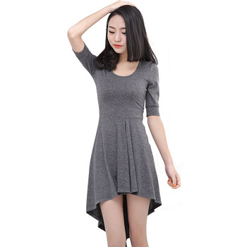 韩都衣舍 韩国2012新春新款女装高腰韩版斜摆连衣裙GD2004 灰色 M