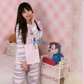 金丰田女士春秋家居服 女式时尚可爱休闲卡通长袖睡衣1515 粉红 XL