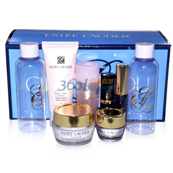 雅诗兰黛8件套-洗面奶30ml+眼霜5ml+滋润霜15ml+唇膏+睫毛膏2.8ml+爽肤水30ml2个分装瓶