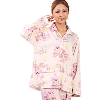 好家猫 春季新款翻领开衫可爱小熊女士家居服XZF803VZH 粉红色 XL