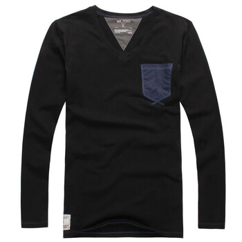 零号男 2012春季新品 潮流贴布拼接撞色T恤 BFA0123 黑色 XXL