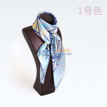 宝石蝶品牌真丝大方巾真丝印花丝巾高档丝巾礼品未来之城 蓝色