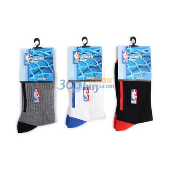 NBA半毛巾男士运动袜A015杂色3双装 尺码28-30cm 均码
