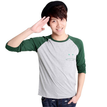 韩都衣舍 韩国2012春装新款男装时尚长袖拼色T恤NR1001 灰色 XL