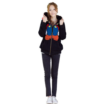 亿品 2011秋装新款女 超级玛丽 加厚连帽卫衣7512 黑色 均码
