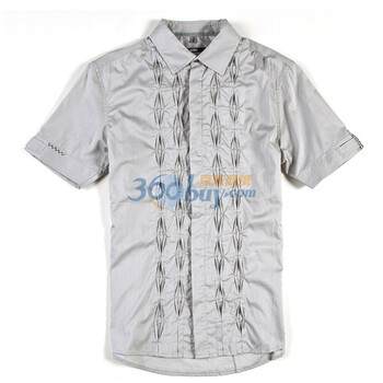 夏季新品 GXG 男士个性时尚衬衫#91103577 灰色 XL