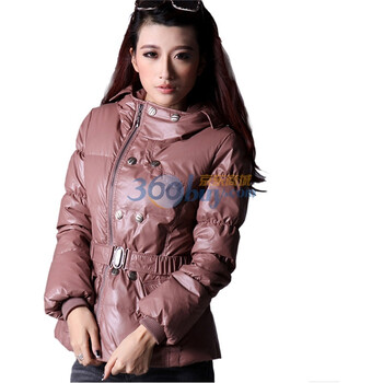 百普拉姿BIOPLAZM冬装新款羽绒服新款厚外套2011女装长袖修身带帽中长款 浅咖 XL