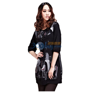红迪丝 新款春装女款中老年针织连衣裙中袖针织裙HC10389 黑色 XXL