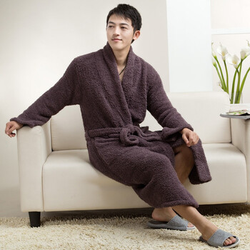 荻嘉茂 2011秋冬新款 珊瑚绒男士睡袍/浴袍 1110咖啡色XL