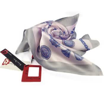 伊点饰品　ELENADIVIES 热销　时尚皮链条印花简约小方巾081100282　丝巾 咖啡色