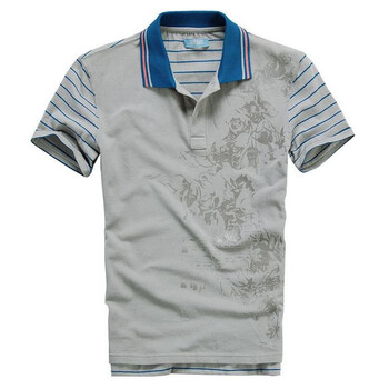 汤尼俊士（Tonyjeans）印花条纹短袖POLO衫 1209209550-94 天蓝色 M