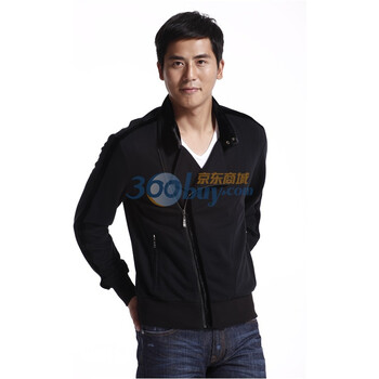 WOHAYO无花优品 时尚休闲立领纯棉修身男士夹克 FK028437黑色XXL
