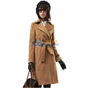 道明Daom秋冬新品 时尚欧韩修身毛呢大衣外套女式11WF138 驼色 XL