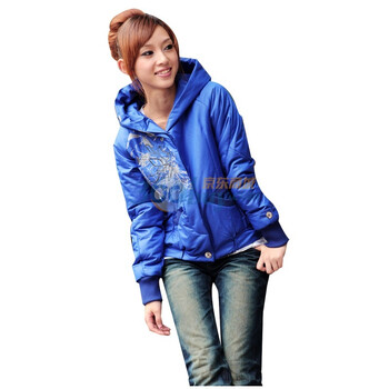 维克莱尔 VLoyal 精美背后绣花带帽棉衣 VL20606 道奇蓝 XL