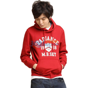 MBSKY蓝色天空春装新品男款连帽套头卫衣0315203 殷红 48