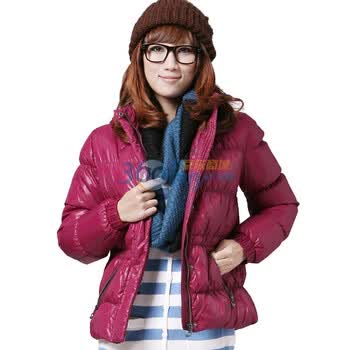 唐狮Tonlion 女装可脱卸帽纯色羽绒服110421073401 紫色 XL