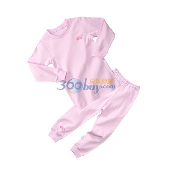贝贝怡(bornbay) BB806 宝宝服 半高领螺纹套装 婴儿童装内衣 淡粉 130码