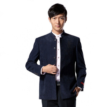 柒牌 SEVEN男装秋冬新款仿毛商务单西服中华立领外套77C1766 A版 54