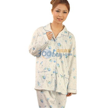 好家猫 春秋新款sweet草莓长袖套装家居服KMLLCMSHM 蓝色 XL